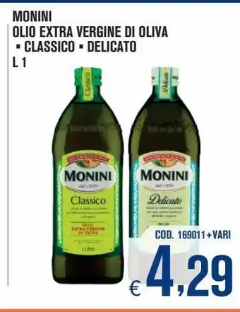 Adhoc Olio extra vergine di oliva monini classico, delicato l 1 offerta