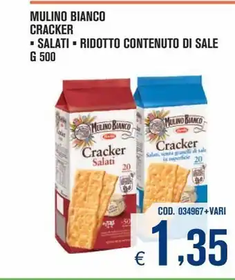 Adhoc Crackers mulino bianco salati, ridotto contenuto di sale g 500 offerta