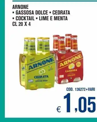 Adhoc Arnone gassosa dolce, cedrata, cocktail, lime e menta cl 20x4 offerta