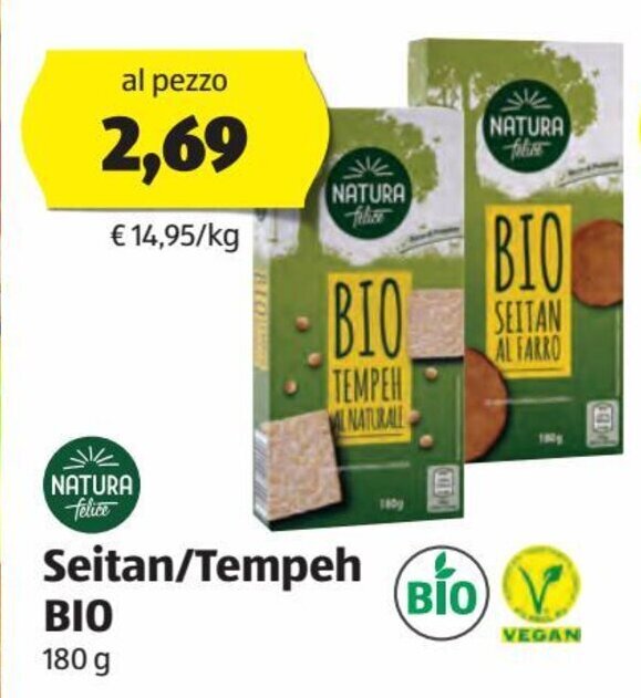 Natura Felice Seitan/Tempeh Bio 180 g offerta di ALDI