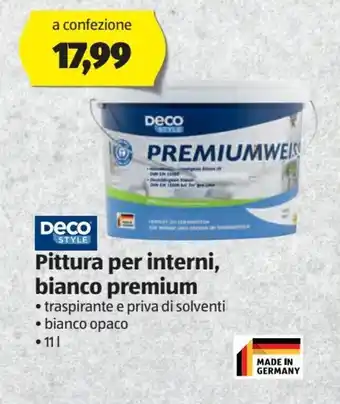 ALDI Deco Style Pittura per interni, bianco premium 11 L offerta