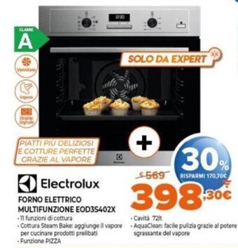 Expert Electrolux Forno Elettrico Multifunzione EOD3S402X offerta