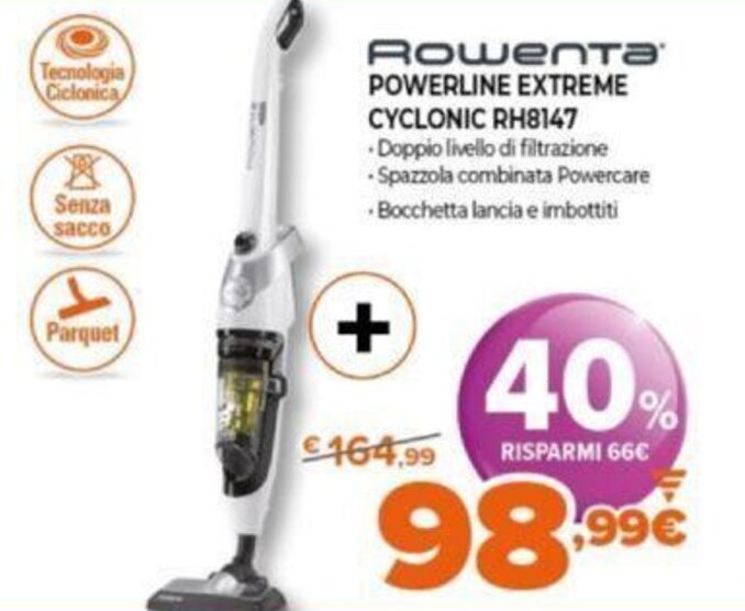 Rowenta Powerline Extreme Cyclonic RH8147 offerta di Expert