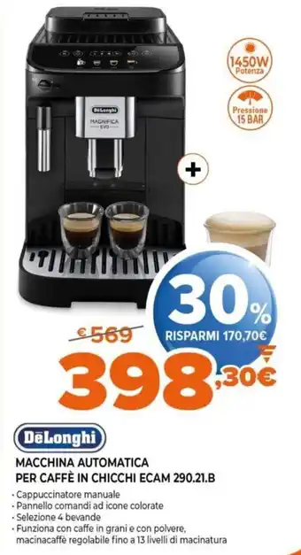 Expert DeLonghi Macchina Automatica per Caffè in Chicchi Ecam 290.21.B offerta