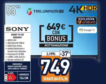 Unieuro Sony Smart Tv Led KD55X89J offerta