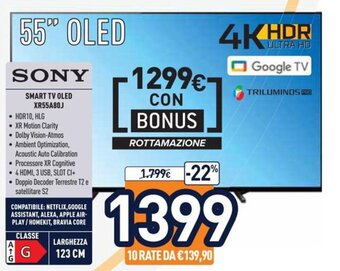 Unieuro Sony Smart Tv Oled XR55A80J offerta