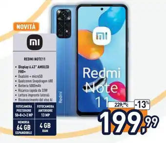 Unieuro mi Xiaomi Redme Note11 offerta
