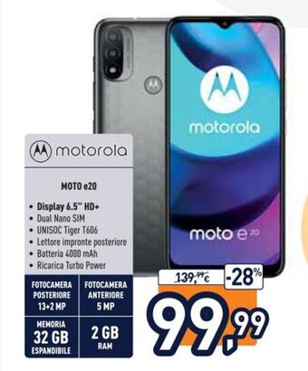 Unieuro motorola Moto e20 offerta