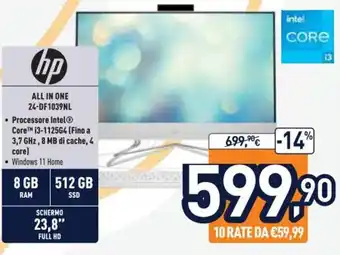 Unieuro Hp All in One 24-DF1039NL offerta