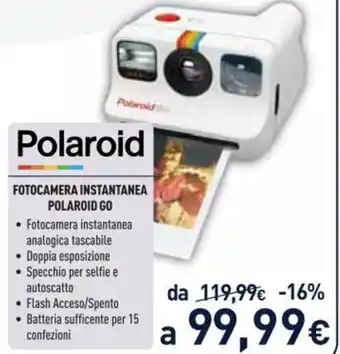 Unieuro Polaroid Fotocamera Instantanea Polaroid Go offerta