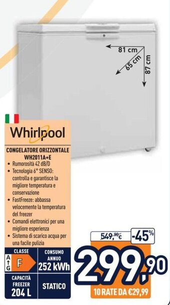 Unieuro Whirlpool Congelatore Orizzontale WH2011A+E offerta