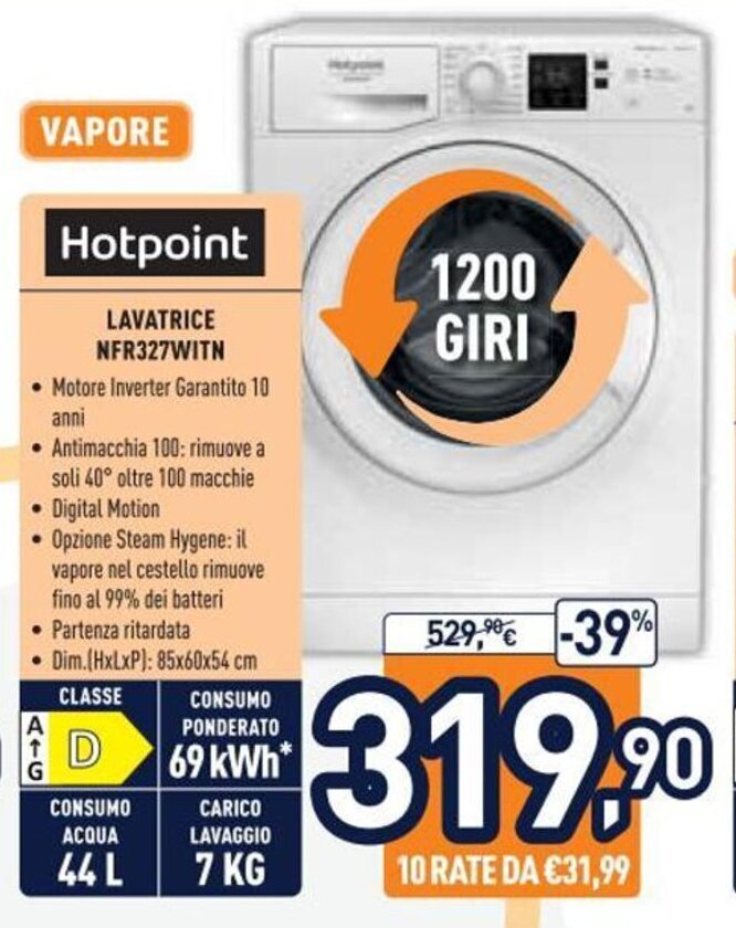 Hotpoint Lavatrice NFR327WITN offerta di Unieuro