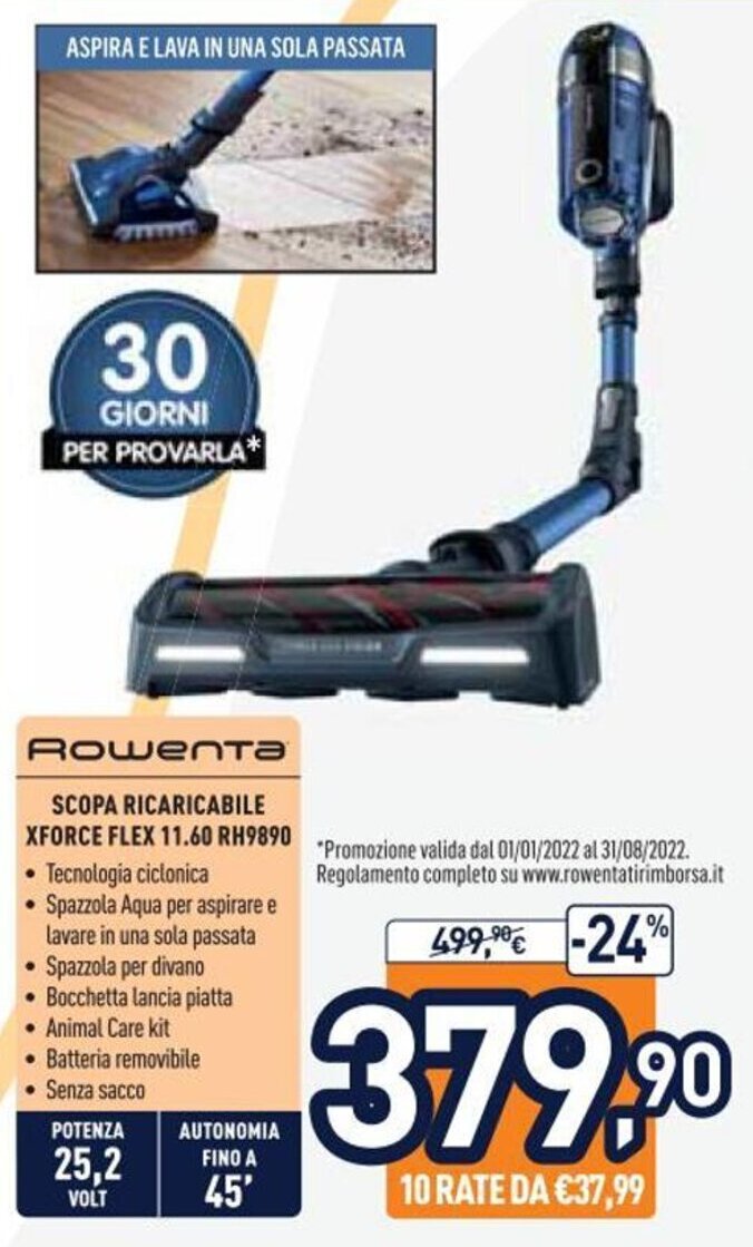 Rowenta Scopa Ricaricabile Xforce Flex 11.60 RH9890 offerta di Unieuro
