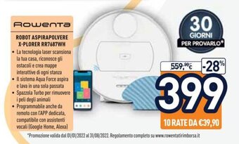 Unieuro Rowenta Robot Aspirapolvere X-Plorer RR7687WH offerta