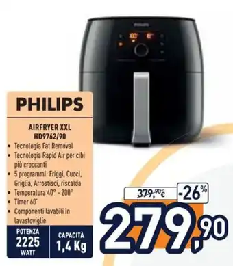 Unieuro Philips Airfryer XXL HD9762/90 offerta