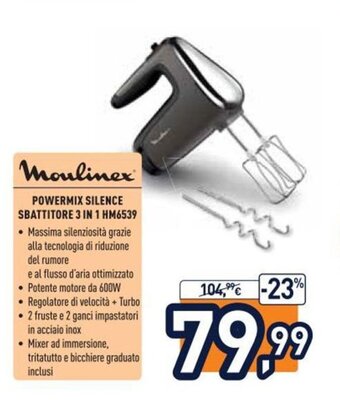 Unieuro Moulinex Powermix Silence Sbattitore 3 in 1 HM6539 offerta