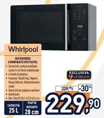 Unieuro Whirlpool Microonde Combinato MCP349SL offerta