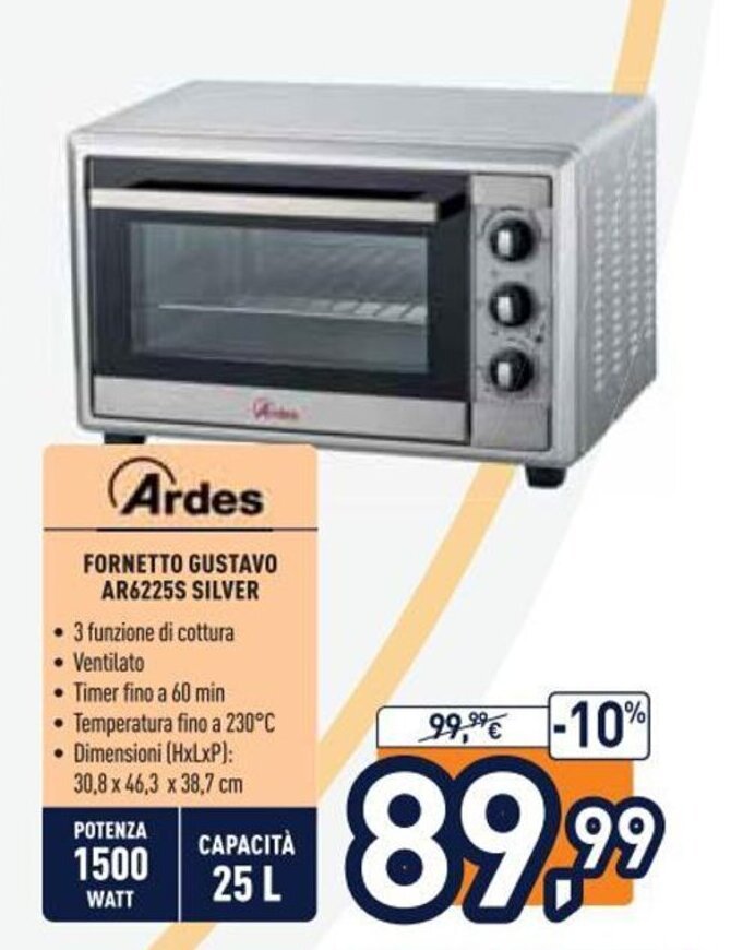 Ardes Fornetto Gustavo AR6225S Silver offerta di Unieuro