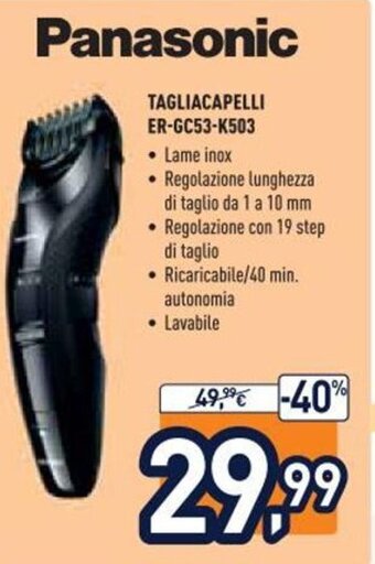 Unieuro Panasonic Tagliacapelli ER-GC53-K503 offerta