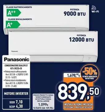 Unieuro Panasonic Condizionatore Dualsplit Kit 41RZ25+35 offerta