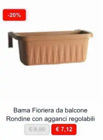 Bama Fioriera da balcone Rondine con agganci regolabili