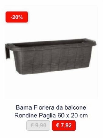 Europlanet Casa Bama Fioriera da balcone Rondine Paglia 60 x 20 cm offerta
