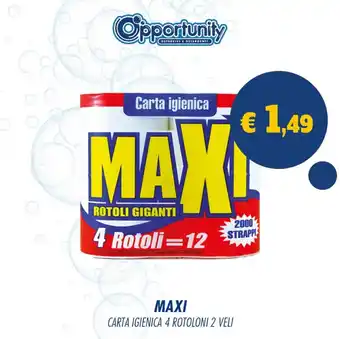 Opportunity Shop Maxi Carta Igienica 4 Rotoloni 2 veli offerta