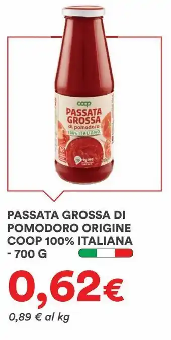 Coop Passata grossa di pomodoro origine coop 100% italiana offerta