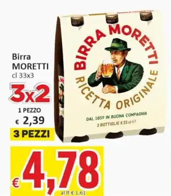 Paghi Poco Moretti Birra 33 cl x 3 offerta
