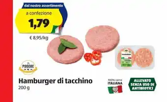 ALDI Hamburger di tacchino il podere 250 g offerta
