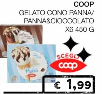 Coop Coop Gelato Cono Panna/Panna & Cioccolato x6 450 g offerta