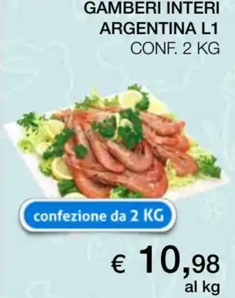 Coop Gamberi Interi Argentina L1 2 kg offerta