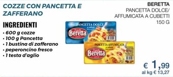 Coop Beretta Pancetta Dolce/Affumicata a Cubetti 150 g offerta