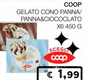 Coop Coop Gelato Cono Panna/Panna & Cioccolato x6 450 g offerta