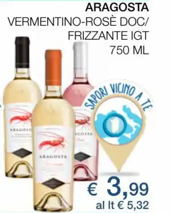 Coop Aragosta Vermentino-Rosè DOC/Frizzante IGT 750 ml offerta
