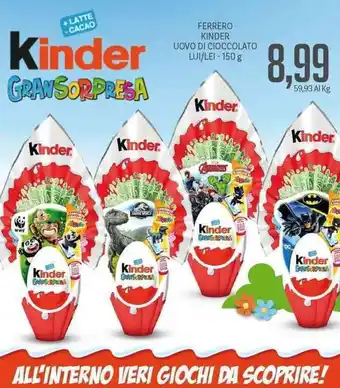 Supermercati Piccolo Ferrero Kinder Uovo di Cioccolato Lui/Lei 150 g offerta