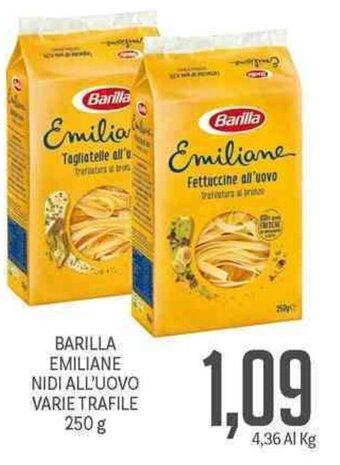 Supermercati Piccolo Barilla Emiliane Nidi All'uovo Varie Trafile 250 g offerta