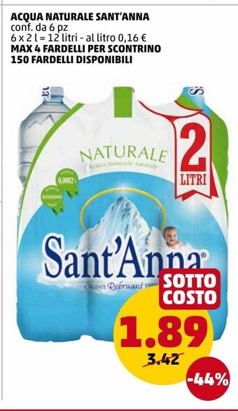 PENNY Acqua naturale sant'anna offerta