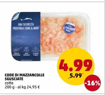 PENNY Code di mazzancolle sgusciate offerta