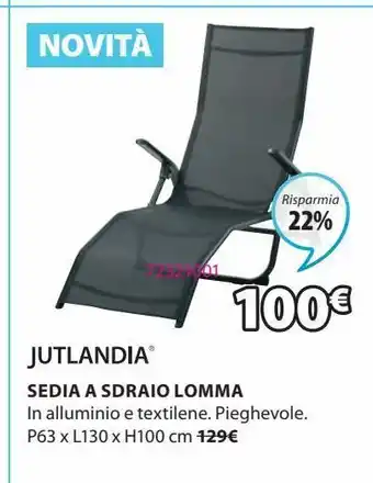 JYSK Sedia a sdraio lomma p63xl130 nero offerta