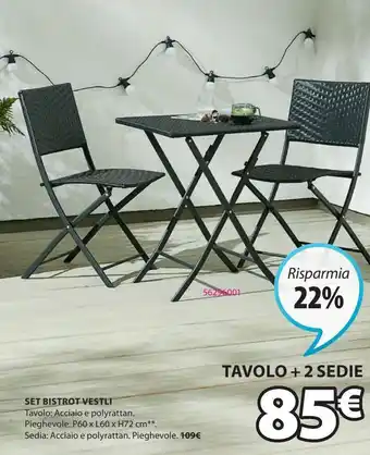 JYSK Vestli set bistrot tavolo + 2 sedie offerta