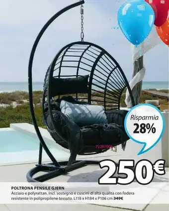 JYSK Poltrona pensile gjern nero offerta