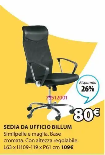 JYSK Sedia da ufficio billum nero offerta