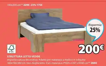 JYSK Struttura letto vedde 160x190 wild oak offerta