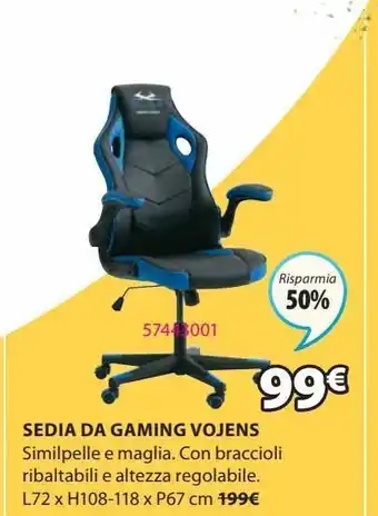 JYSK Sedia da gaming vojens nero/blu offerta