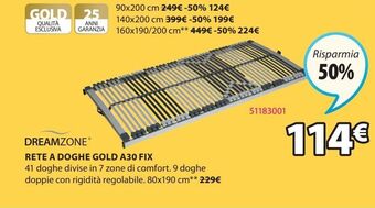 JYSK Rete a doghe 80x190 gold a30 fix offerta