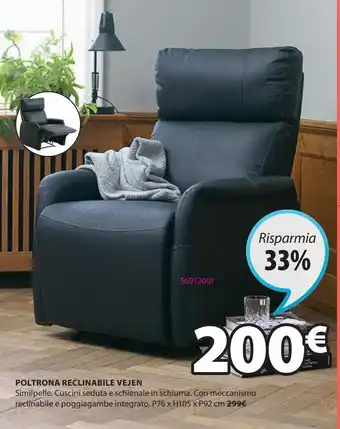 JYSK Poltrona reclinabile vejen nero offerta