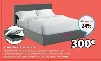 Struttura letto alnor 160x190 gr sc/n.