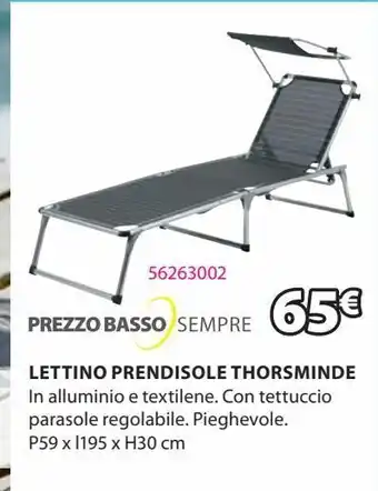 JYSK Lettino prendis.thorsminde p59xl195 grigio offerta