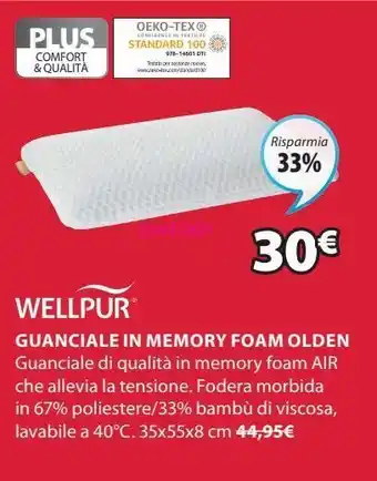 JYSK Guanciale wellpur olden 35x55x8 offerta